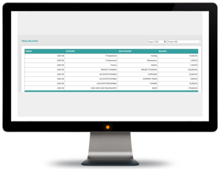 Project financial records and trial balance